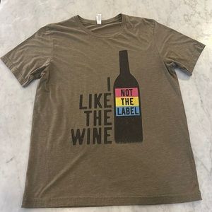 “I like the wine not the label” tshirt. Large.